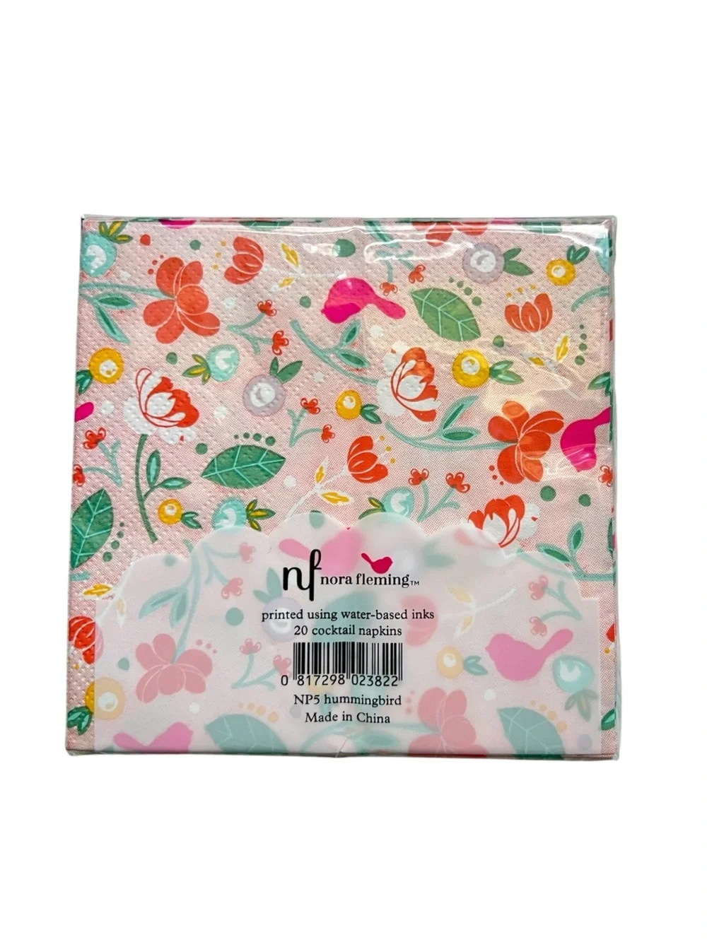 Nora Fleming Floral and Bird Pattern Cocktail Napkins Bundle of 7